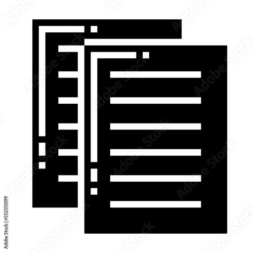 Note paper, document icon black-white vector pixel art icon © Daniel