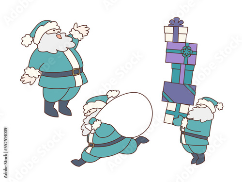 かわいいポーズのサンタクロース素材セット