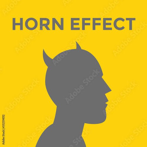 Horn effect, corporate man horn effect in shadow sign for unconscious bias, horn effect in performance appraisal, halo horn effect bias