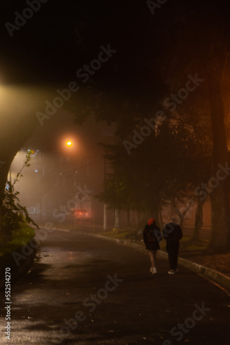 Noche de neblina en Xalapa, parque Miguel Hidalgo, conocido como los berros