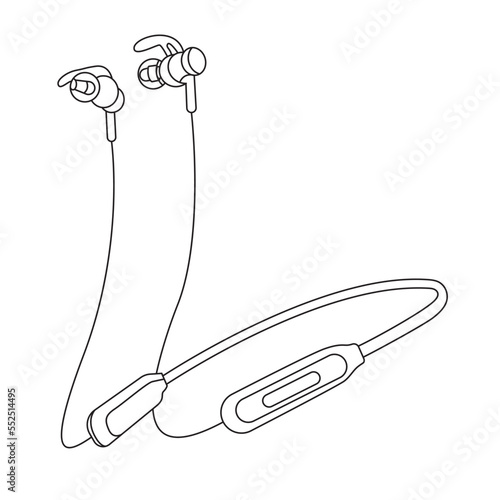 
bluetooth connected  headphone line art icon design.

