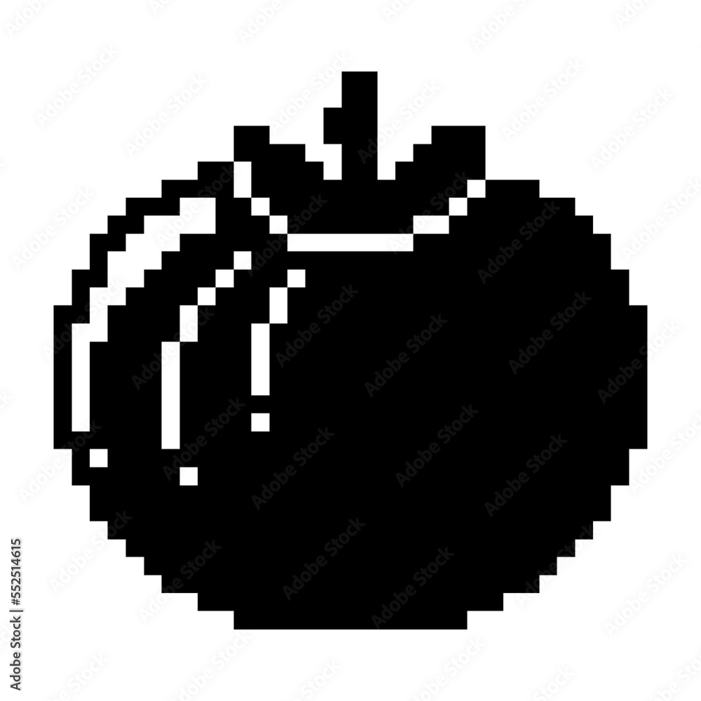 Tomato icon black-white vector pixel art icon