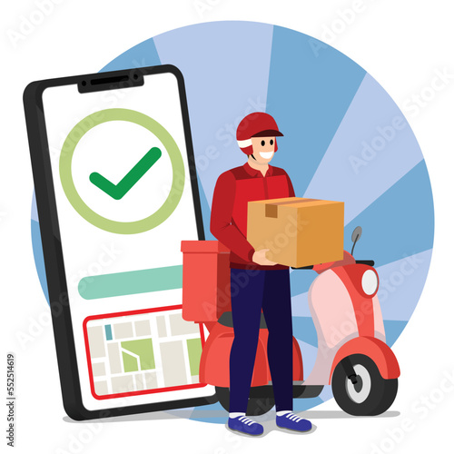 Rider Delivery online motorcycle taxi delivery food burger to customer order through application