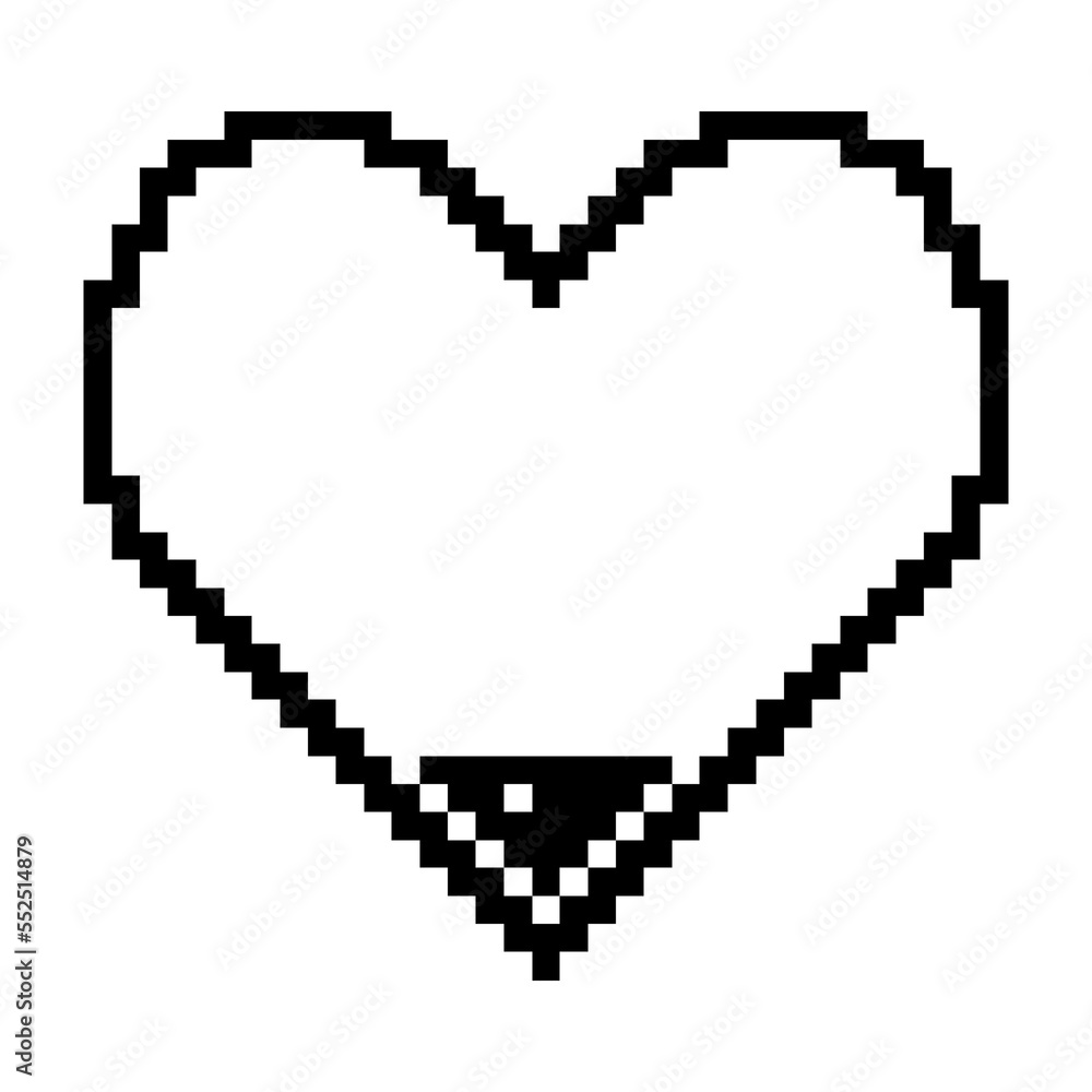 Empty hearts game icon black-white vector pixel art icon Empty hearts game icon black-white vector pixel art icon