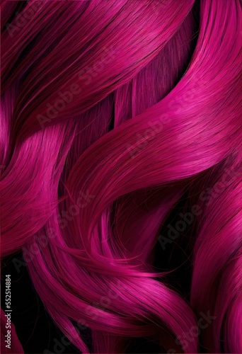 Pink hairs. Viva magenta color of the 2023 year. Ai generated photorealistic illustration. Generative art