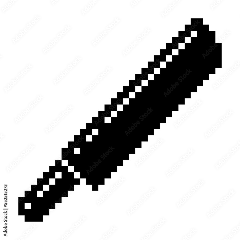 Machete, weapon game icon black-white vector pixel art icon Machete, weapon game icon black-white vector pixel art icon