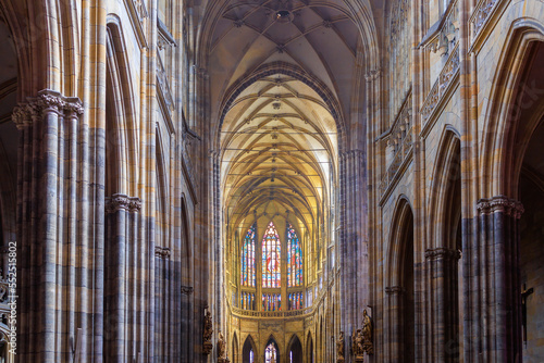 Stunning beauty of architecture. Gothic Catholic Cathedral of St. Vitus, Wenceslas and Vojtech in Prague Castle