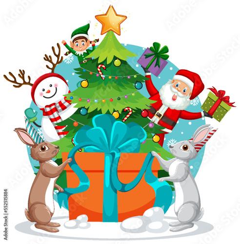 Christmas tree with cute rabbit