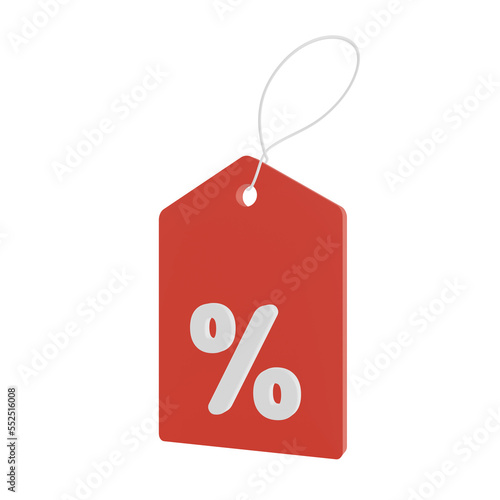 Red sale tag. Special discount icon element 3D Rendering.