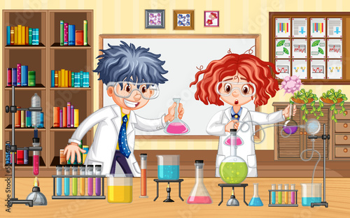 Lab scene with scientist kids
