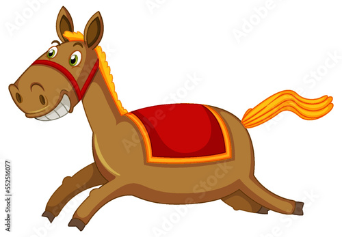Running horse cartoon on white background