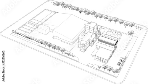 3D illustration of industrial building
