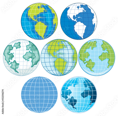 Set of earth globes isolated
