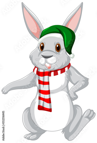 Christmas rabbit cartoon character