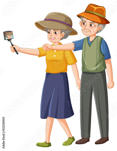 Happy senior couple taking selfie