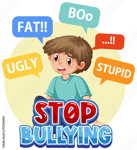 Stop bullying kids text design
