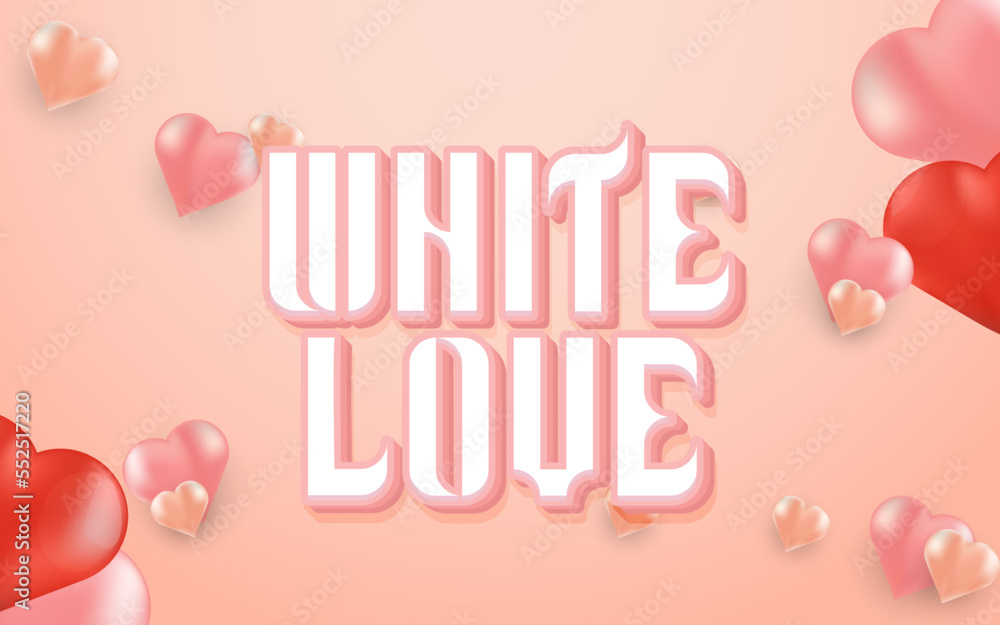 White Love 3D editable text effect style template