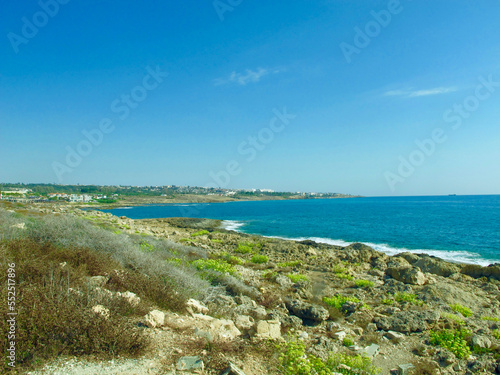 Seashore and small lagoon. Rocky Mediterranean coast.
