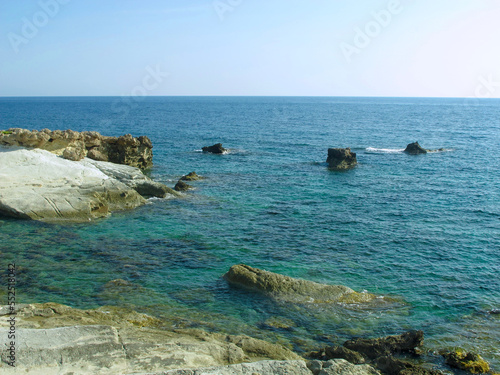 Seashore and small lagoon. Rocky Mediterranean coast.