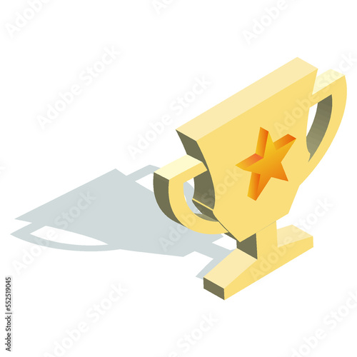 Cup Isometric Icon. Gold cup with shadow vector illustration