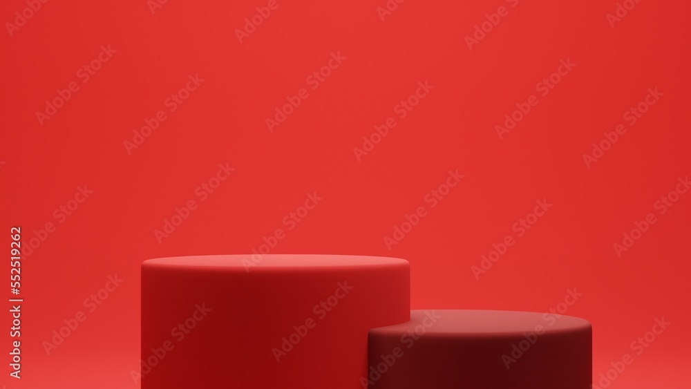 Obraz premium Christmas banner with product display. Red podium 3d rendering.