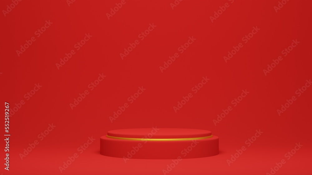 Christmas banner with product display. Red podium 3d rendering. Christmas banner with product display. Red podium 3d rendering.