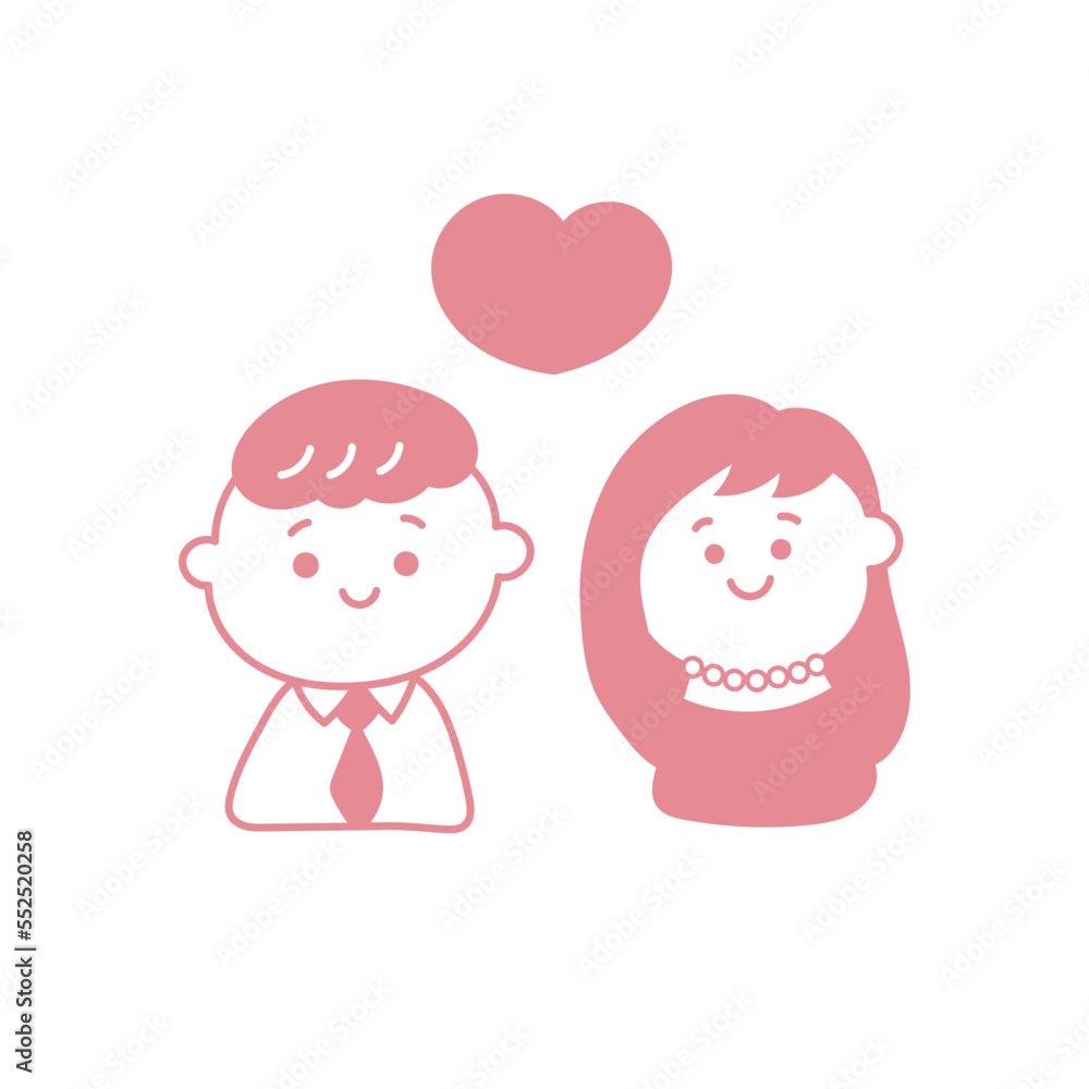 シンプルでかわいい ハートとカップル・夫婦のイラスト素材 シンプルでかわいい ハートとカップル・夫婦のイラスト素材