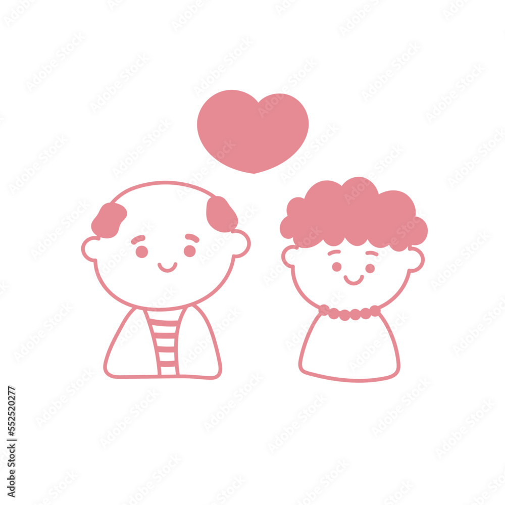 シンプルでかわいい ハートとカップル・夫婦のイラスト素材 シンプルでかわいい ハートとカップル・夫婦のイラスト素材