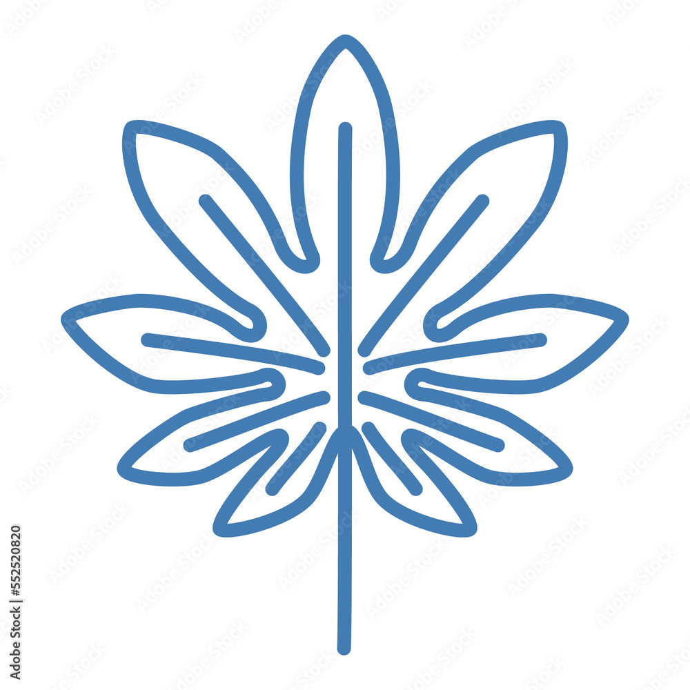 Tropical leaf icon, Hand drawn outline icon