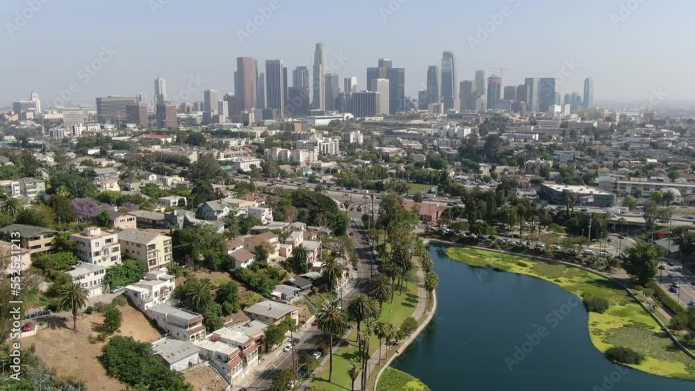 Los Angeles Echo Park Aerial Shot R Los Angeles Echo Park Aerial Shot R