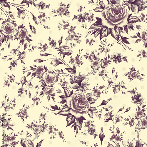 Lovely seamless spring roses pattern. Beautiful print for decoration of textiles and design. Flower background. Art drawing for surface. Tenderness decor.