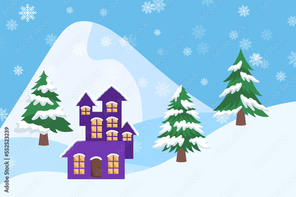 Christmas Snow house Background