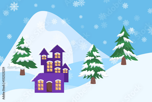 Christmas Snow house Background