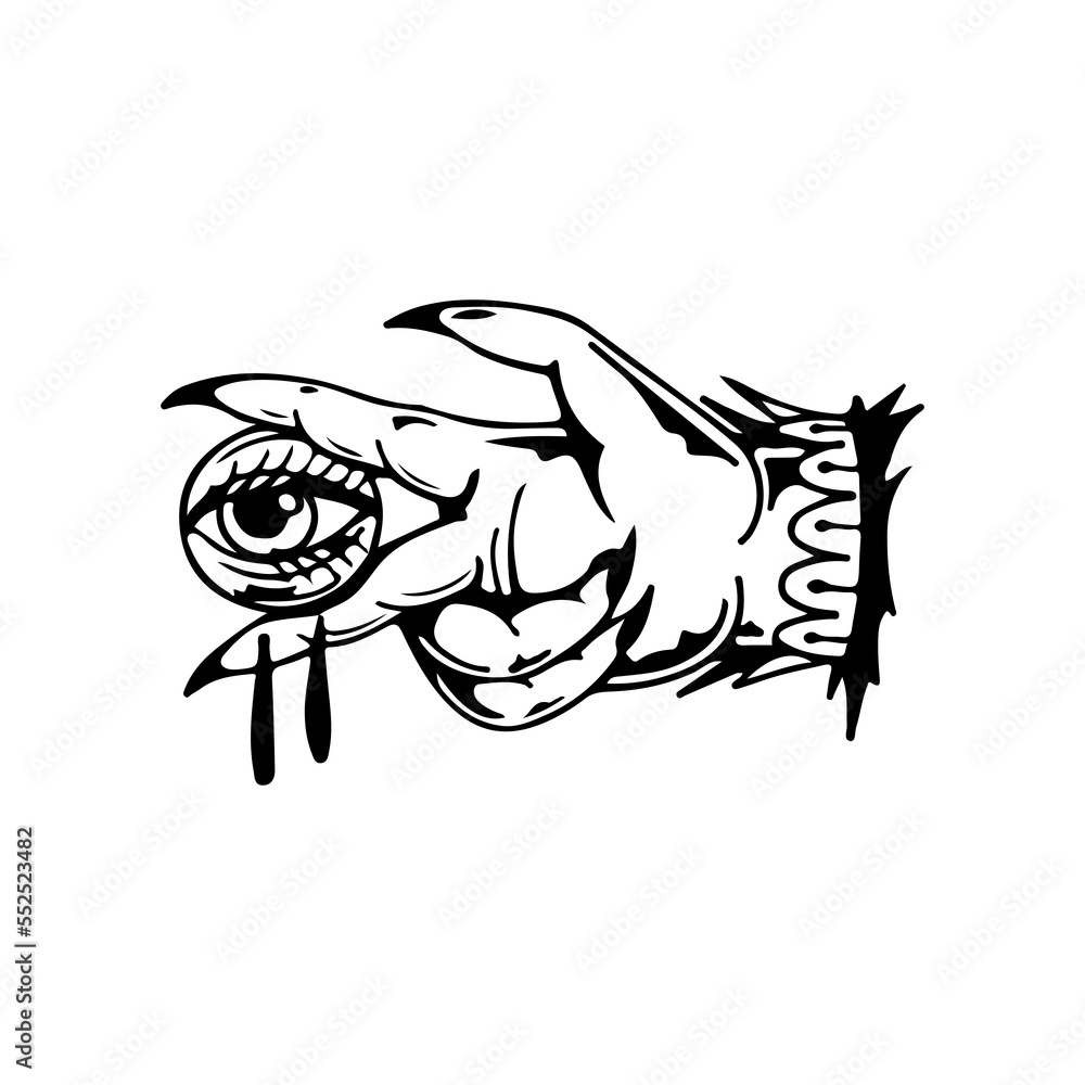 Fototapeta premium vector illustration of a hand with an eyeball