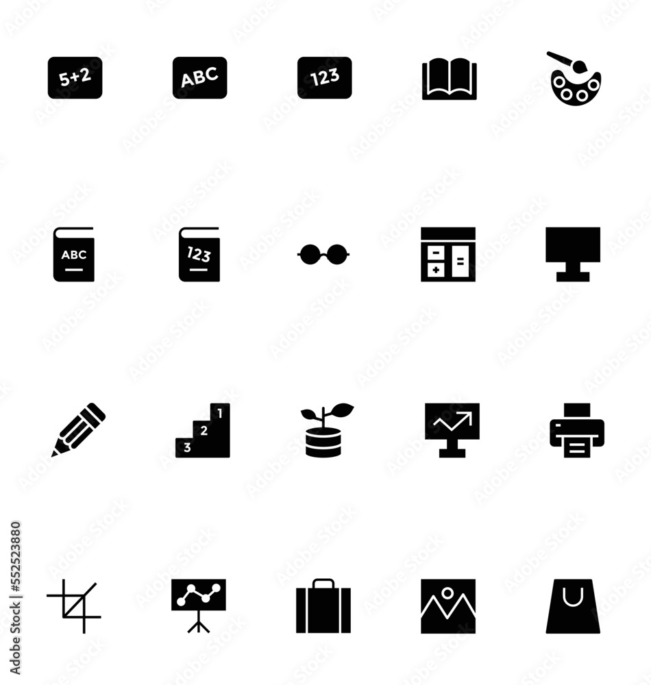 Education Glyph Vector Icons 