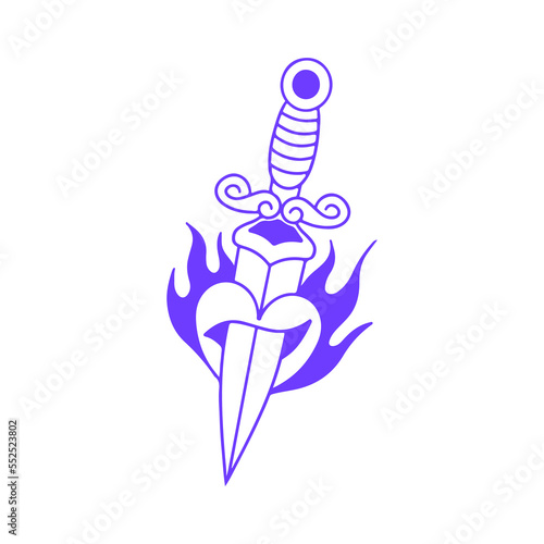 vector illustration of a dagger with a heart