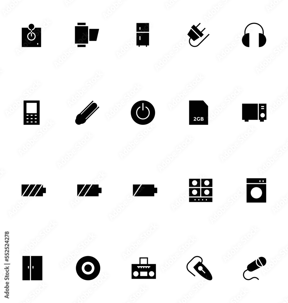 Electronics Glyph Vector Icons
