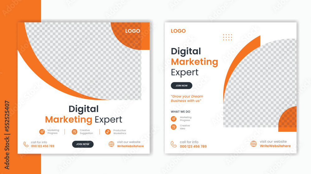 Corporate Orange Social media post design template, business marketing post design layout, Company profile post bundle