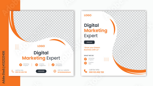Corporate Orange Social media post design template, business marketing post design layout, Company profile post bundle