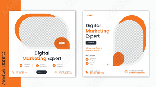 Corporate Orange Social media post design template, business marketing post design layout, Company profile post bundle