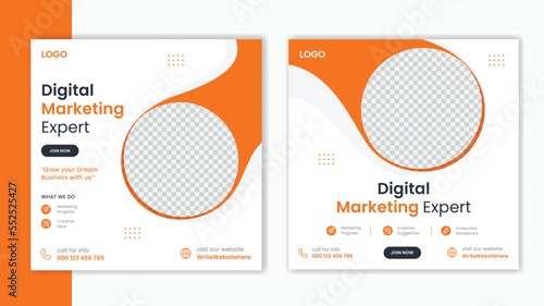 Corporate Orange Social media post design template, business marketing post design layout, Company profile post bundle