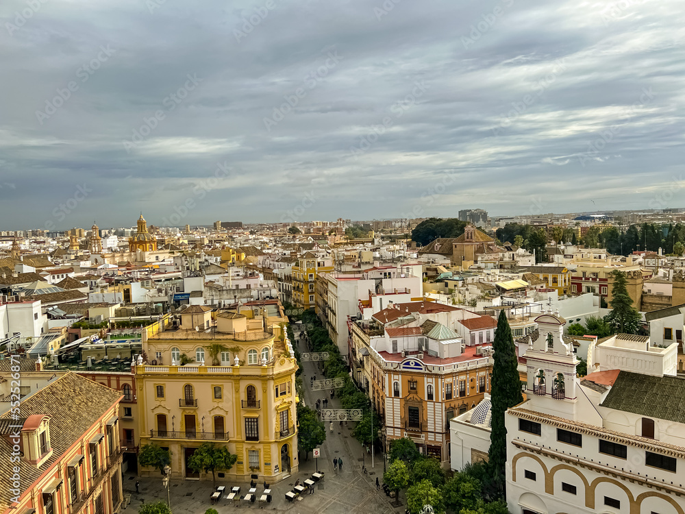 View of Seville from the top. Selective focus 