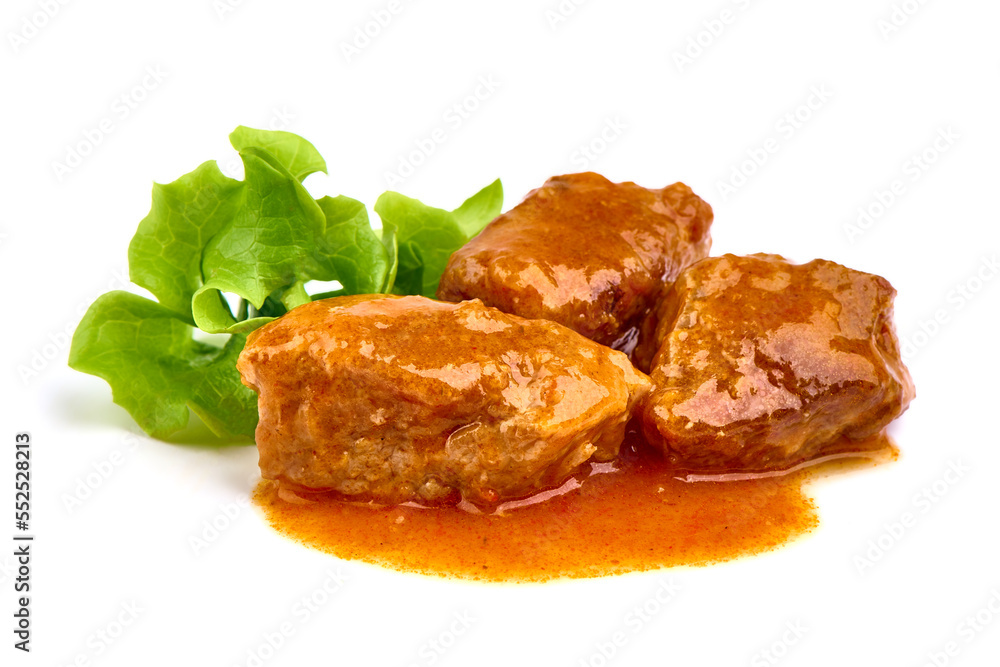 Stew Meat with herbs isolated on white background. Stew Meat with herbs isolated on white background.