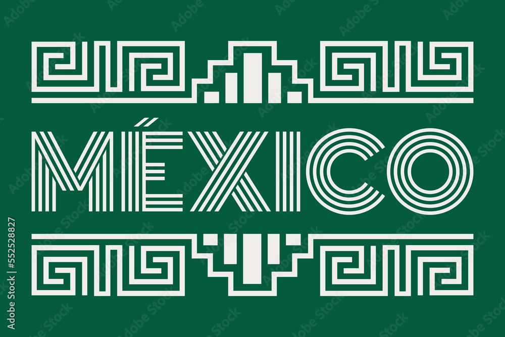 Mexico Aztec Maya lines elements design flag colors Mexico Aztec Maya lines elements design flag colors