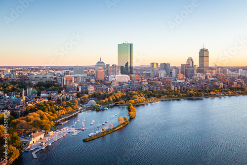 Boston, MA - Charles River Aerial Photography Downtown