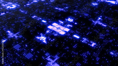 Artificial intelligence, motherboard processor chip illustration