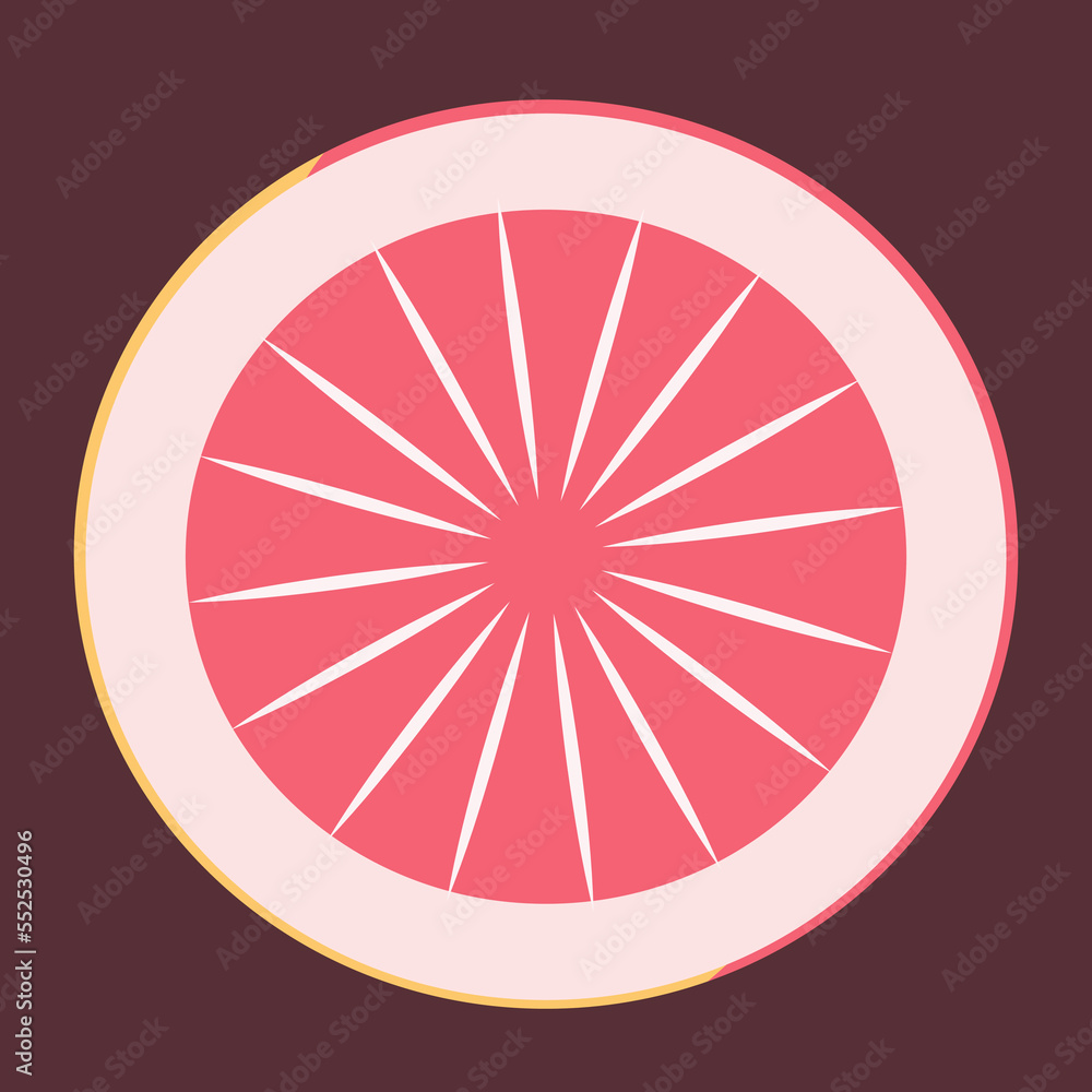 Half of grapefruit. Citrus fruit in flat style.