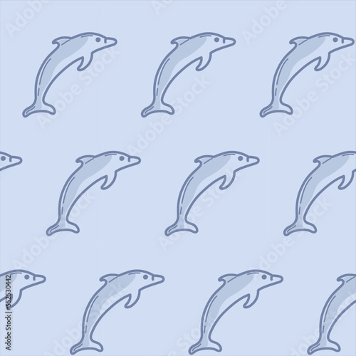 Vector seamless color pattern with dolphins.