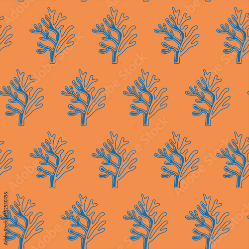 Vector color bright seamless pattern with seaweed.