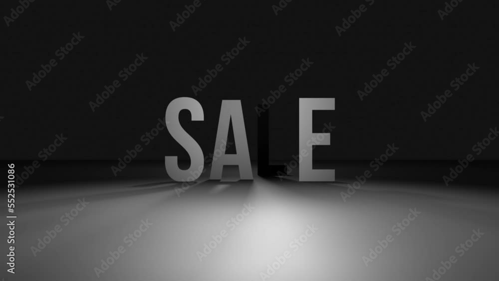 Animation of white sale text on black background Animation of white sale text on black background